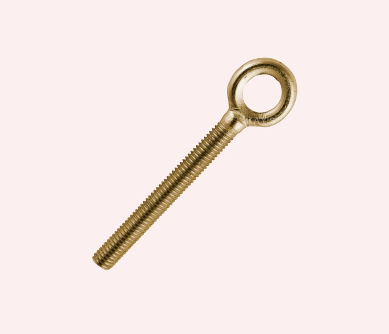 Brass Threaded Eye Bolts for Rigging and Lifting, High-Strength Machine Thread Eyebolts with Secure Loop for Cables, Chains and Suspension in Industrial Applications